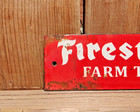 Vintage Firestone Farm Tires Porcelain Enamel Metal Sign Size 6  X 2 