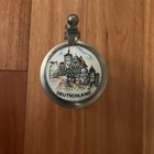 Antique Hand Painted Porcelain Glass Pewter German Lidded Beer Stein Mug