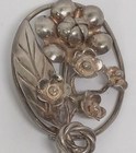 Vintage Sterling Silver Artist Unknown Handmade Pin Brooch Round Flowers Swirls
