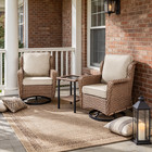 3pc Outdoor Swivel Rocker Patio Chairs Set Furniture Rattan Wicker Chair W table