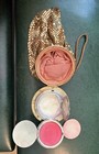 Vtg Evans Mayfair Gold Mesh Compact Powder blush Evening Clutch Enamel Art Deco