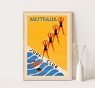 Australia Surf Club Poster  Vintage Travel Wall Art