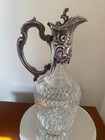 Silver Plated Cut Crystal Claret  jug  Vgc  27cm