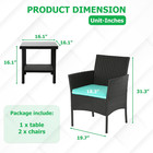 3 Piece Outdoor Furniture Set Patio Wicker Chairs Furniture Bistro Conversation 