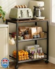 Tujurich Kitchen Rolling Cart  Microwave Stand With Lockable Wheels  3-tier M   