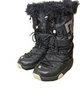 Y2k Dc Chalet Faux Fur Snow Boots Womens 7 8 Black Winter Apres Ski