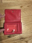 Coach Logo Pattern Leather pvc Id document Holder Wallet Beige red Clear Id