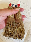 Pr Antique French Gold Metallic Thread Coiled Bullion Tassels For Key Cupboard