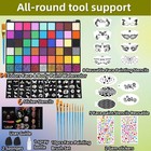 Professional Face Painting Kit For Kids Adults - 54 Colors Non Toxic Water Ac   