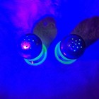 Vintage Hocking Glass Uranium Circle Salt   Pepper Shakers Rare Ringed Footed