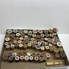 Lot Of 85 Plus Vintage Antique Sewing Thread Wooden Spools Rare 