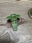 Vintage Uranium Glass Green Vanity Perfume Bottle  Flower Etch