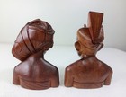 Vtg Bali Klungkung 6  Man 5 5  Woman Wooden Hand Carved Bust Sculptures 