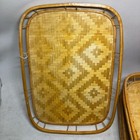 10 Vintage Wicker Rattan Bamboo Serving Trays Tiki Lap Stacking Mid Century Boho
