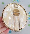 Vintage Mcm Deco Marbled Celluloid 3 5  Vanity Fold Out Compact Travel Mirror