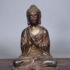 Old Tibet Buddhism Pure Bronze Gilt Shakyamuni Sakyamuni Amitabha Buddha Statue