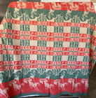 Vintage Beacon Western Camp Blanket 71x74 Cowboys Branding Irons Ranch Red Green