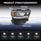 Led Headlight Assembly Fit For Dodge Ram 1500 2019-2024