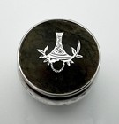Antique Circular Pique Pill Box Sterling Silver Birmingham 1912