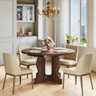 Extendable Round Dining Table 43 3-59in Oval Kitchen Walnut Seats 4-6
