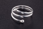 Solid Metal 925 Sterling Silver Ladies 3 Band Stylish Toe Ring White Gold Plated