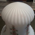 Vintage Antique Floral Painted Frosted Ribbed Glass Ceiling Mount Light Fixture