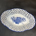 Kobayashi China Blue   White Japanese Reticulated Fruit Basket  Grape   Leaf