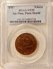 1787 New Jersey Copper - Pcgs Vf35  sm Planchet-plain Shield  Nice Colonial Coin