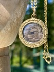 Antique Victorian English Estate Gold-plated Hairwork Mourning Pendant   Chain