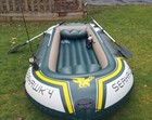 Large 4 Person Heavy Duty Inflatable Boat Set With Pump Oars 1000 Lb Capacity