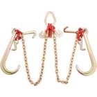 Heavy Duty 5 16  X 3ft Towing Chain Bridle With J Hooks   T Hooks  10800 Lbs Swl