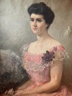 Antique 19thc French Portrait Oil Painting Of Lady On Canvas-signed Paul Mathey 