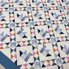 Handmade Colorful Birds Cotton Fabric Queen Size Patchwork Quilt Top topper