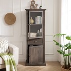 Tall Storage Cabinet With Glass Door   Drawer For Living Room  Kitchen  Office