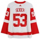 Framed Moritz Seider Red Wings Signed White Adidas Authentic Jersey W insc