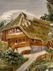 Vtg Large Cico German Majolica Relief  Wall Plate Mountain Cottage chalet  2557