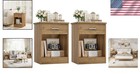 Nightstand Set Of 2 Side Tables With Drawer Storage Shelf Modern Wooden Grain