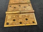 Pair Vintage Art Nouveau Victorian Embossed Brass Gold Hinges