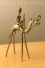 Cool  Orig  Mid Century Modernist Brass Camel   Rider Sculpture  Vtg 50 s Gold