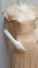 Gorgeous Vintage 1930 40s La Rose Peachy Pink Sheer Lace Dress - Size Xs