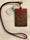 Coach Multi Khaki Red 91566 Lanyard Id Nwt