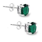 Sterling Silver Green Stud Earrings  Made With European Crystals