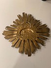 Gold Tone Iron Sunburst With Lamb  religious Wall Ornament