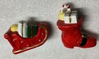 Chrsitmas Santa Sleigh   Boot Salt   Pepper Shakers Japan 50 140 Vtg  Rare