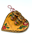 Vintage Wood Heart-shaped Folk Art Thimble Holder   Brass Thimbles