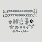 17 Piece Shoe Charms Bling Silver Crystal Bear Chain For Clog Sandal Accessories
