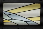 Geometric Abstract Midsize Old English Leaded Stained Glass Window 25 x 17 