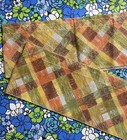 Vintage Mid Century Retro 70   s Window Valance Set Orange Yellow Plaid Burlap