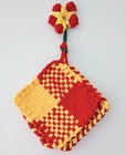 Set Of 3 Handmade Nylon Loop Red And Yellow Woven Coasters  Trivets