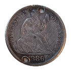 Pictorial Love Token Handshake Peace Friends Ioof  F K 1886 Seated Liberty Dime